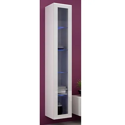 Balta mat (korpus)/balta blizgi (priekis)vitrina 180 Balta mat (korpus)/balta blizgi (priekis)vitrina 180